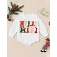 thumbnail image 2 of Liacowi Baby Christmas Romper Classic Letter Embroidery Long Sleeve Bodysuit Newborn Winter Playsuit, 2 of 9