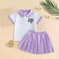 thumbnail image 2 of NIEWTR Toddler Girls Summer Outfits Set, 2Pcs Cute Flower Short Sleeve T-Shirt and Pants (1-8Y Gift Set) Summer 2Pcs Gift Outfits Set 2Pcs Summer Beach Outfits 12-18,Purple, 2 of 7