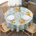 thumbnail image 3 of Lightblue Daisy Flower Watercolor Pattern Round Tablecloth 60"x60",Wrinkle Wipeable Table Cloth for Kitchen Dining Room Picnic Patio Party, 3 of 6