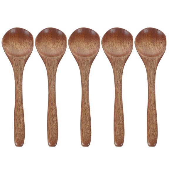 NICEXMAS Simple Plain Wooden Honey Spoons for Dessert and Cocktail 5Pcs