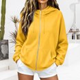 thumbnail image 2 of Zip Up Hoodie Women 2026 Y2K Casual Long Sleeve Oversized Hooded Sweatshirts Fall Winter Comfy Jackets with Pockets Yellow XL, 2 of 5