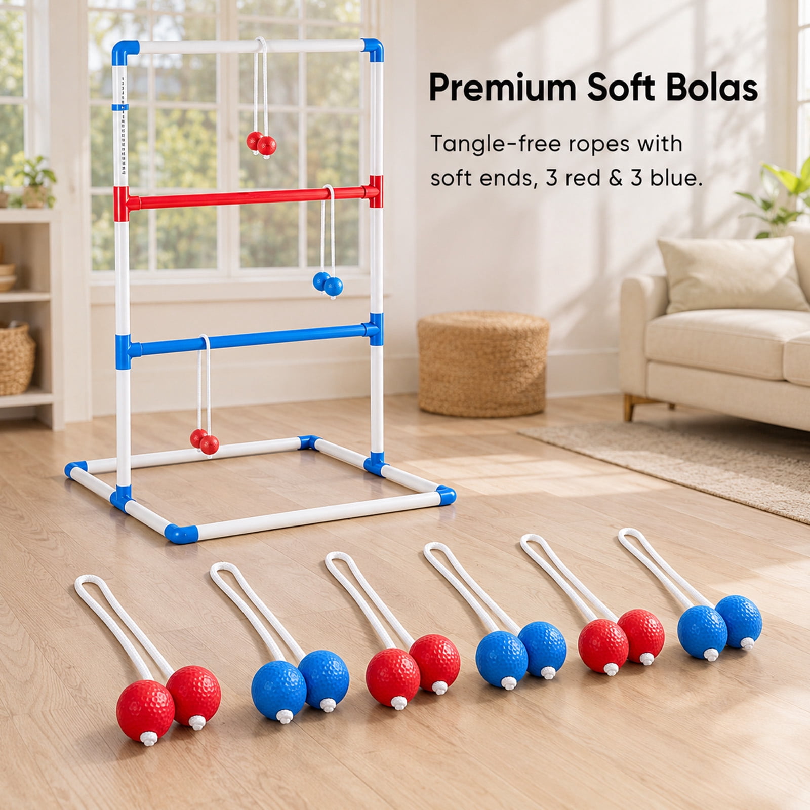 Alvantor Ladder Ball Pro Steel Outdoor Lawn Toss Game Set with 6 Soft Rubber Bolo Balls and Travel Carrying Case, Ages 8+