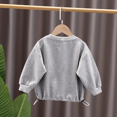 thumbnail image 5 of Sudadera con cuello redondo y letras de retazos para bebés de 1 a 7 años, ropa para primavera y otoño, ropa para niños, top para bebés, ropa de abrigo de color negro y gris, 5 of 5