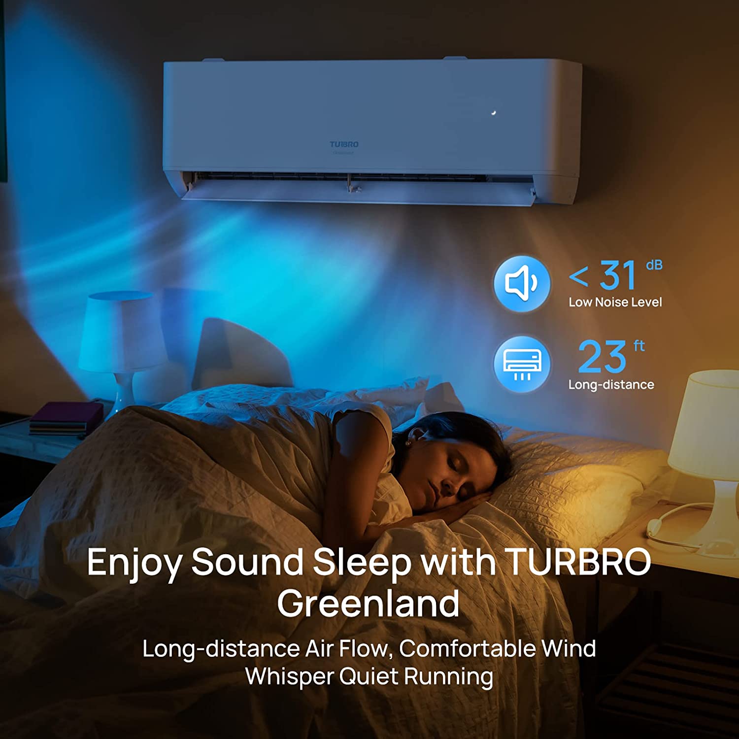 TURBRO 18,000 BTU Ductless Mini Split Inverter AC with Heat Pump, 22 SEER2, 230V, WiFi-Enabled, Cools up to 1,200 Sq.Ft, Energy Star, Greenland Series - image 2 of 7