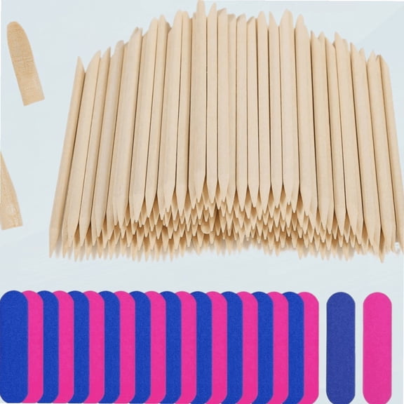 400 Pcs Nail Art Pedicure Tools, 200 Pcs Mini Nail Files Double Sided Fingernail Files Emery Boards and 200 Pcs Nail Cuticle Sticks Orange Sticks for Nails, Nail Supplies for Nail Tech
