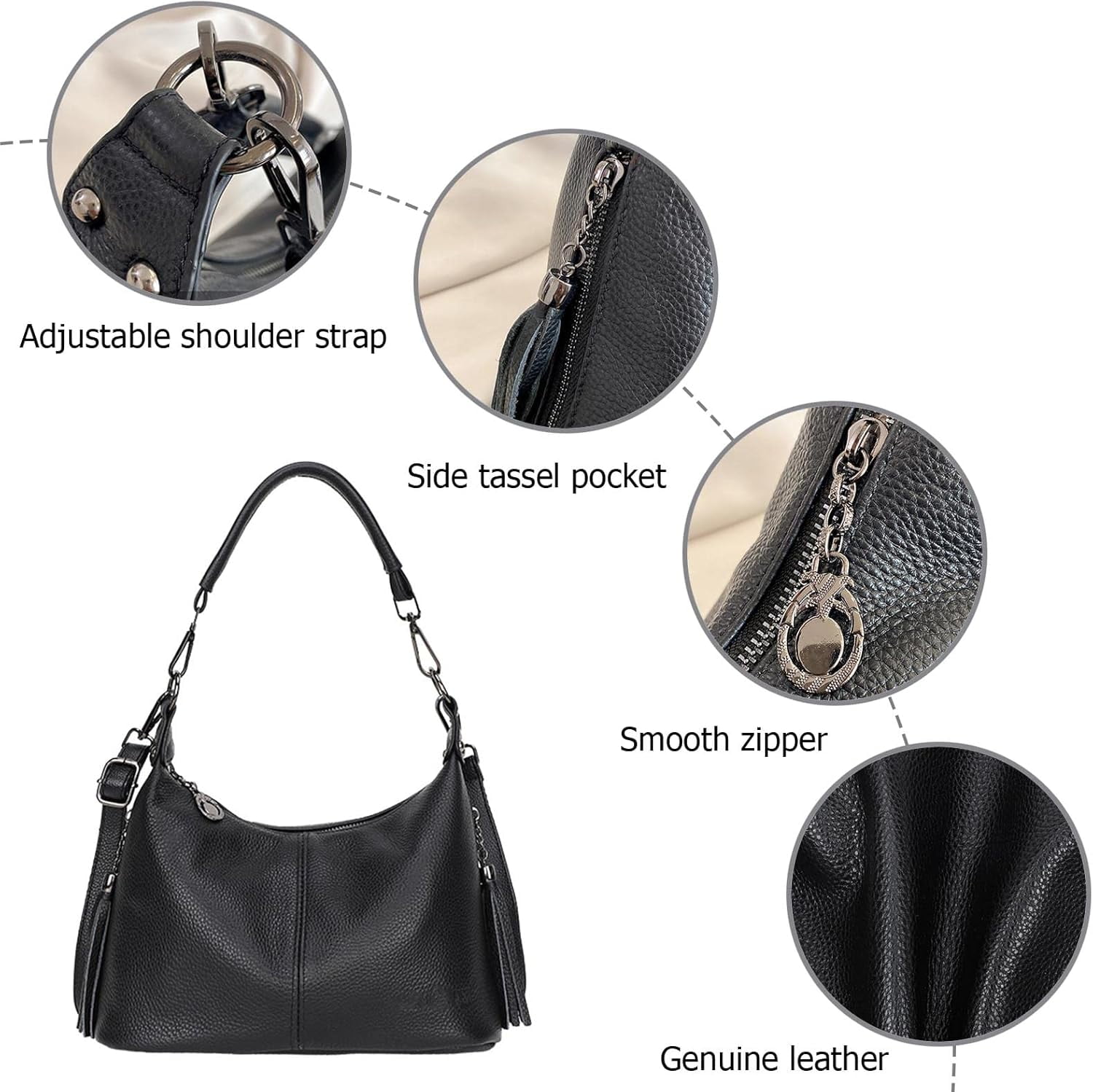 Genuine Leather Crossbody Bags for Women Hobo Purses and Handbags Ladies Shoulder Crossbody Purse