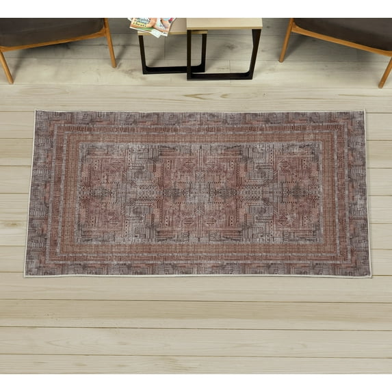 Tribal Decorative Rug, Grunge Design Ethnic and Modern Art Composition of Geometric Shapes and Motifs, Quality Carpet for Bedroom Dorm and Living Room, 6 Sizes, Caramel, by Ambesonne