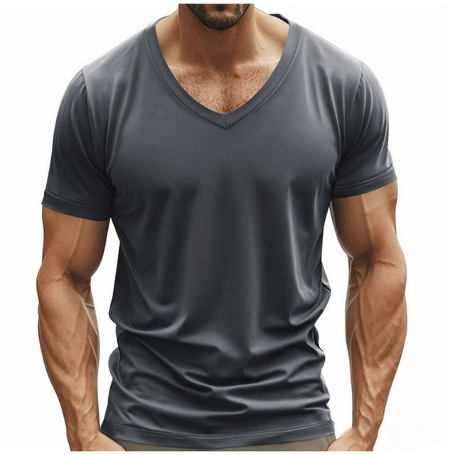 Camiseta de Manga Corta Moda Casual Suelta Ventilar Ejercicio V-Cuello Superior, Poliéster Verano
