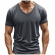 thumbnail image 2 of Playera Elvqul para Hombre Casual Manga Corta Liso Gris Oscuro Cuello V Gym, 2 of 9