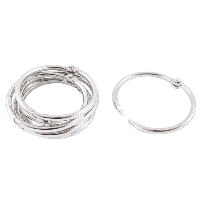 Book Office Metal Loose Leaf Binder Hinge Snap Ring Keyring 32mm Inner Dia 6pcs