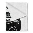 thumbnail image 2 of Celtic Soft Flannel Fleece Throw Blanket, Celtic Cultural Mythic Animal Deer in Traditional Ornament for Samhain, Cozy Plush for Indoor and Outdoor Use, 70" x 90", Black and White, by Ambesonne, 2 of 5