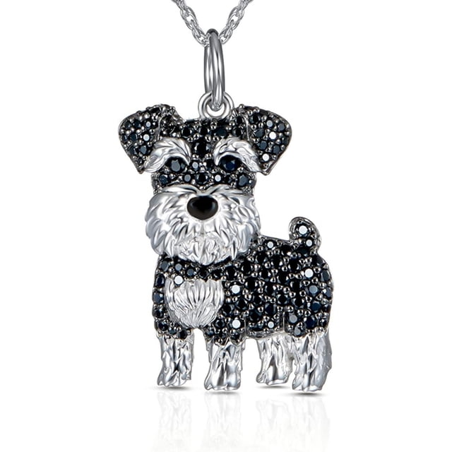 Collar de plata 925 con colgante de perro Schnauzer antialérgico