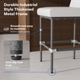 thumbnail image 5 of Genpo Counter Height Bar Stools Set of 2, 26" Industrial Kitchen Counter Height Stools with Back, White Leather Barstools with Padded Seat and Painted Metal Frame for Kitchen Island, 5 of 9