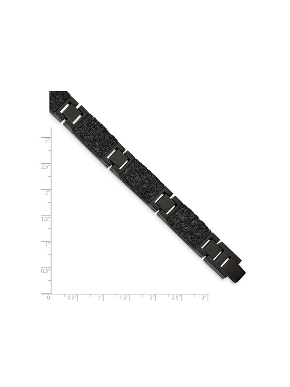 Gem & Harmony Mens Black Plated Stainless Steel Bracelet (8.50 inches) for Men