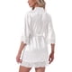 thumbnail image 3 of Bata de satén INSPIRE CHIC para mujeres con borde de encaje sedoso, bata de boda para damas de honor, L blanca, 3 of 6