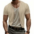 thumbnail image 5 of Mens T-Shirts Qiggri Man Fashion Leisure Ventilation Solid Color Button V-neck Short Sleeve Top Mens Compression Shirt, 5 of 8