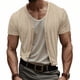 thumbnail image 5 of Blusas y camisas de manga corta con cuello en V para hombre, moda de ocio, ventilación, color sólido, botones, cuello en V, manga corta, abrigo de poliéster para hombre, 5 of 8