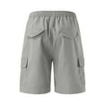thumbnail image 4 of 2DXuixsh Men's Casual Pants Men's Spring Summer Street Leisure Sports Multipocket Drawstring Stretch Waist Color Cargo Shorts Grey Size Xl, 4 of 5
