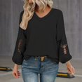 thumbnail image 2 of ZJXFGS School Outfits for Teachers Early Fall Tops Women Puff Long Sleeve V Neck Loose Casual Top T Shirt Womens formal Tops Black XL, 2 of 4