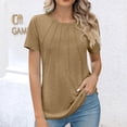 thumbnail image 2 of Otvok Women's Summer Tunic Top Short Sleeve Round Neck Pleated Casual Tshirts Basic Loose Blouses, 2 of 6