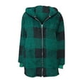 thumbnail image 3 of TQWQT Womens Winter Jacket Fuzzy Fleece Sherpa Jackets Hooded Cardigans Fashion Plaid Long Coats Winter Warm Zip Up Hoodie with Pockets Dark Green 3XL, 3 of 4