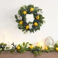 thumbnail image 2 of Summer Artificial Lemon Wreaths for Front Door with Lights, Spring Summer Door Wreath with Eucalyptus Greenery Leaves Blueberry for Farmhouse Home Window Kitchen Party Wall Decor-16'', 2 of 6
