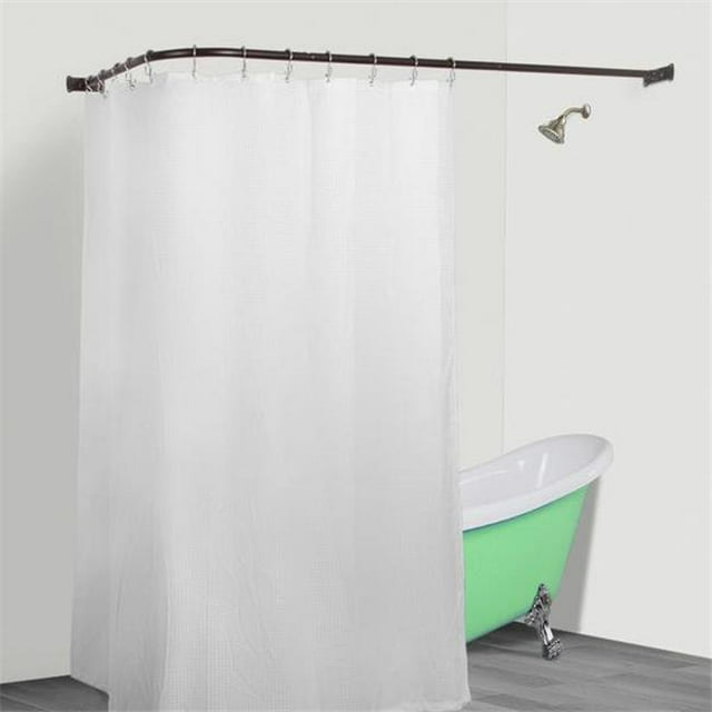Utopia Alley LR1RB 68x28 in. Rustproof L-Shaped Corner Shower Curtain Rod - Bronze