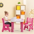 thumbnail image 3 of Gymax Kids Table & 2 Chairs Set Adjustable Activity Play Desk w/Storage Drawer Pink, 3 of 10