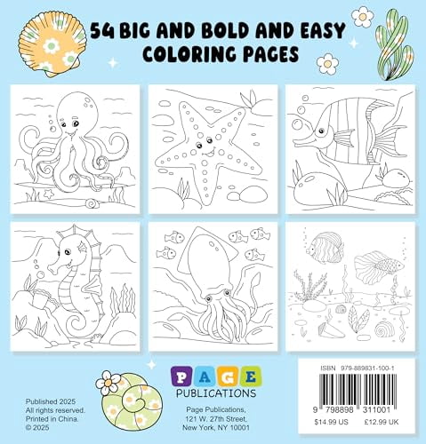 Under the Sea Bold and Easy Coloring Book: Simple Ocean Creatures