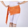thumbnail image 3 of Belly Dancing Hip Scarf Sash Wrap Skirt with 3 Rows of Fringe Sequin Orange, 3 of 3