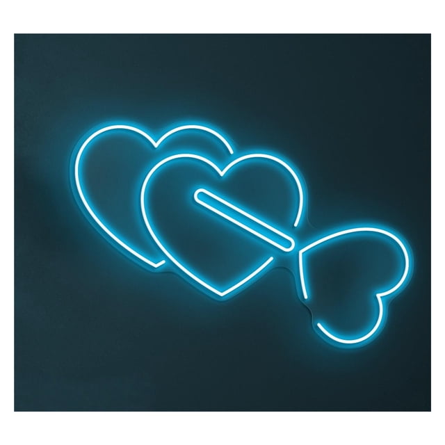 Letrero De Neón LED Con Forma Corazón Y Flecha, Dos Corazones, Amor, Decoración Pared, Boda, Pareja, Dormitorio, Guardería 45cm
