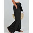 thumbnail image 4 of Pantalón palazzo para mujer Caracilia de pierna ancha, tiro alto, negro, talla L, 4 of 9