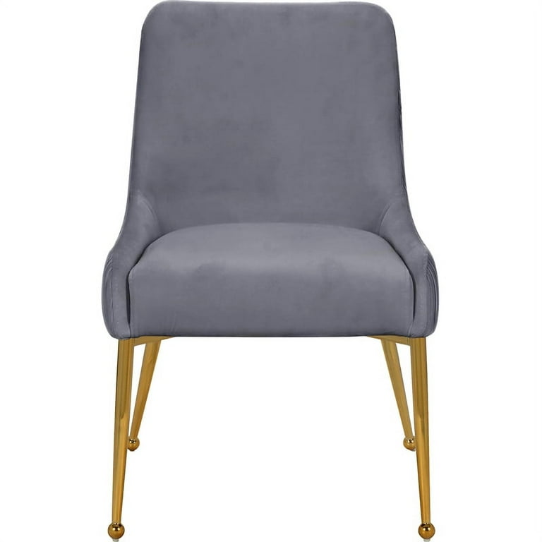 Meridian Furniture Ace Gray Velvet Dining Chair with Gold Legs Set of 2