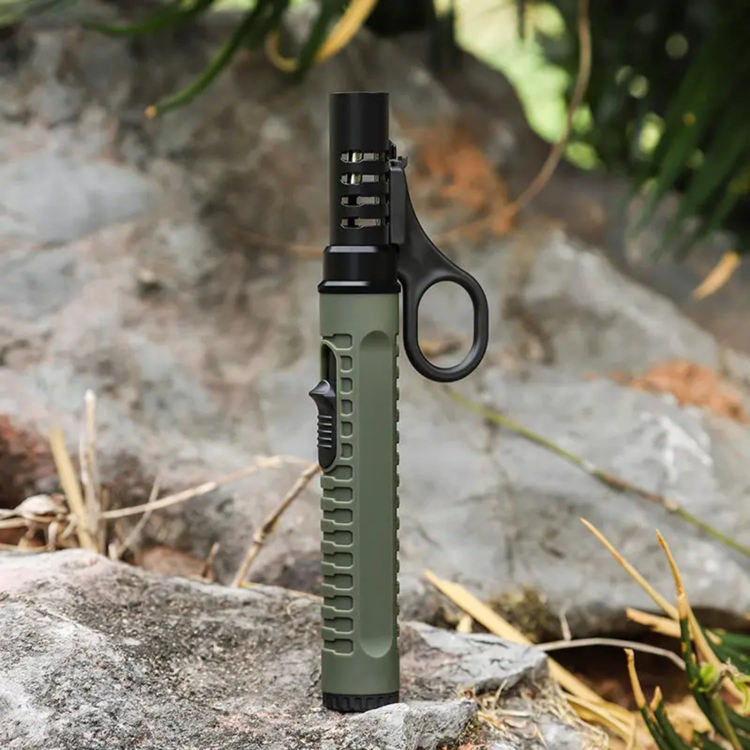 Outdoor Ignition Torch Lighter Camping Survival Igniter Butane Windproof Lighter Cigarette Cigar Accessories Men s Gift (No Butane) (Black)