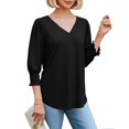 thumbnail image 4 of JGNGSHN Women's 3/4 Sleeve Tops Fashion Casual Floral Print Vneck Blouses Plus Size Basic Tees Summer Fall Clothes, 4 of 4