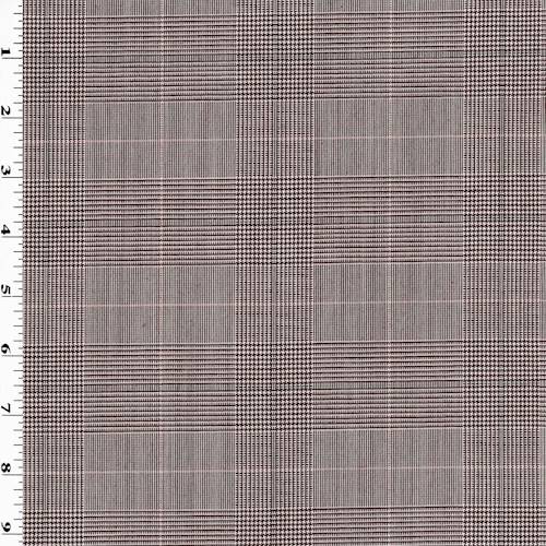 Maroon/Pink/Multi Wool Blend Glen Plaid Suiting, Fabric By the Yard