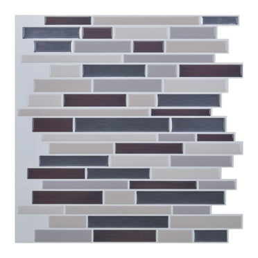 Art3d 10-Pack 12"x12" Peel and Stick Backsplash Tile Self-Adhesive Wall Tiles in Brown