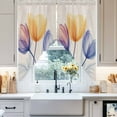 thumbnail image 4 of X-ray Floral Swag Curtain Valance for Windows, Yellow Brown Tulips Blue Leaf Spring Retro Window Treatments Short Swag Topper for Kitchen Windows Bathroom Bedroom, 36"x63", 4 of 8