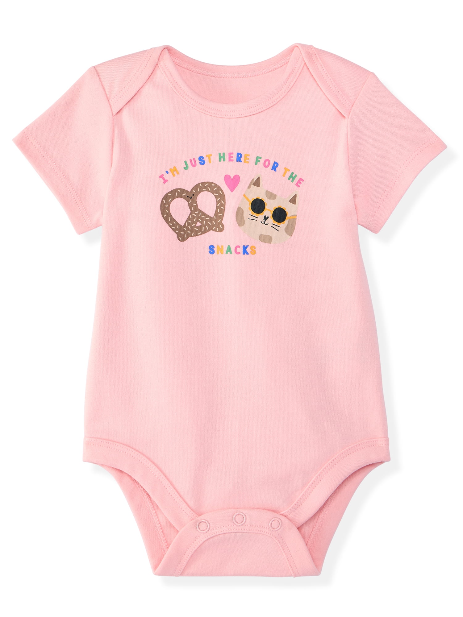 Garanimals Newborn & Baby Girl Cotton Lap-Shoulder Short-Sleeve Bodysuits, 4-Pack, Sizes 0–24M
