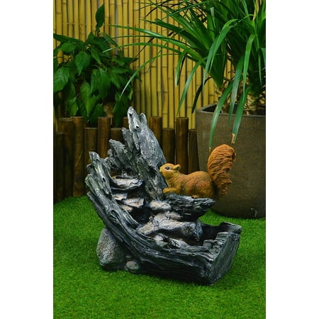 - ASC Solar Powered Squirrel Stream Water Fountain w/ Pump Kit Pond Decoration