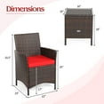 thumbnail image 6 of Patiojoy 3 Pieces Patio Rattan Conversation Furniture Wicker Chairs with Coffee Table & Cushions Red, 6 of 10