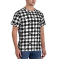 thumbnail image 2 of Bixox Men's Black Tartan Plaid Printed Short Sleeve Skinny Athletic T-Shirt, 2 of 6