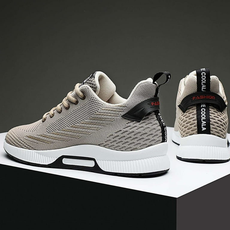 KAQ Men Elevator Sneakers Sports Shoes Invisible Height Increasing 2.36 Inches Taller Elevator Shoes Lace Up Fashion Sneakers Men s Size One size