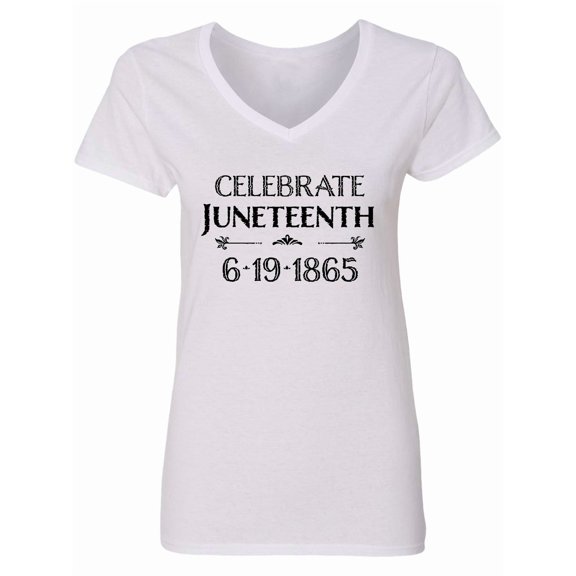 Inktastic Celebrate Juneteenth Women's V-Neck T-Shirt
