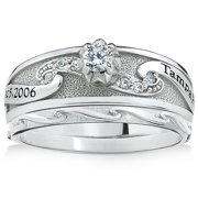 Personalized Diamond Scroll Patterned Bridal Set