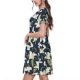 thumbnail image 2 of Cauagu Lilies Flowers Print Summer Dresses for Women 2025 Loose Short Sleeve Casual Sundresses with Pockets, 2 of 6