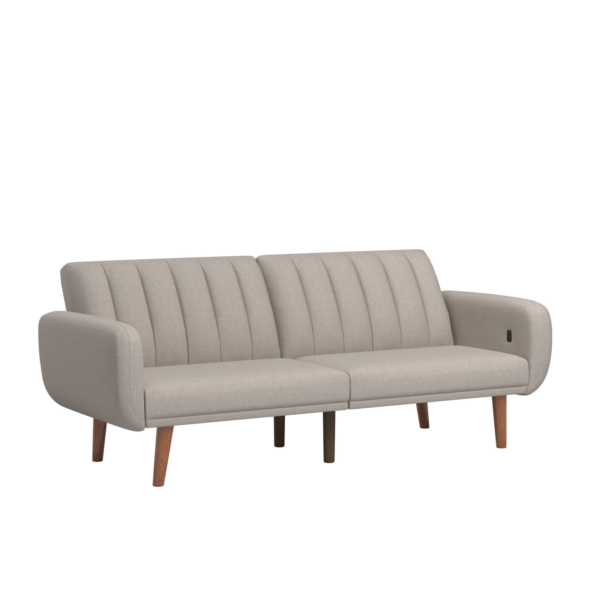 Weston Home Fosnavag Upholstered Convertible Futon Sofa Bed with USB, Light Grey Linen