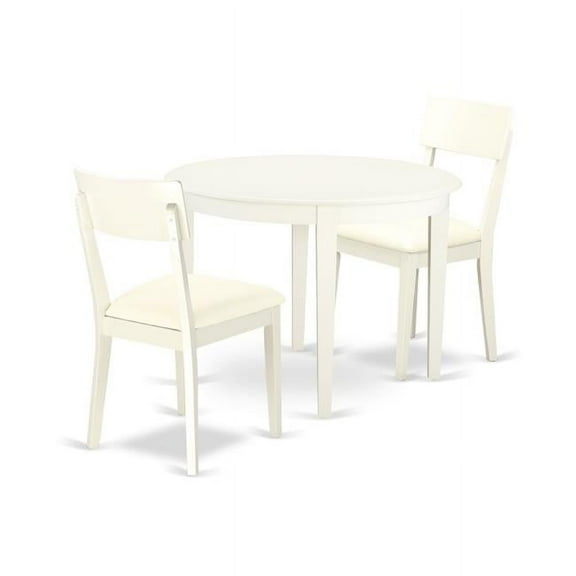 East West Furniture BOAD3-LWH-LC 3 Piece Kitchen Table Set, Linen White