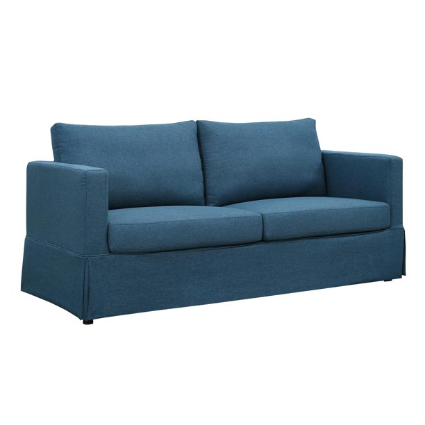 Dorel Living Tyson Skirted Slipcover Sofa in Navy Blue