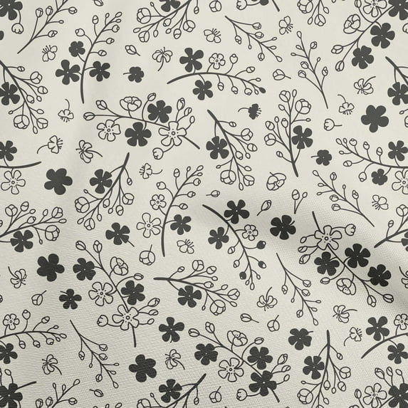 oneOone Rayon Black Fabric Asian Floral Diy Clothing Quilting Fabric Print Fabric By Yard 56 Inch Wide